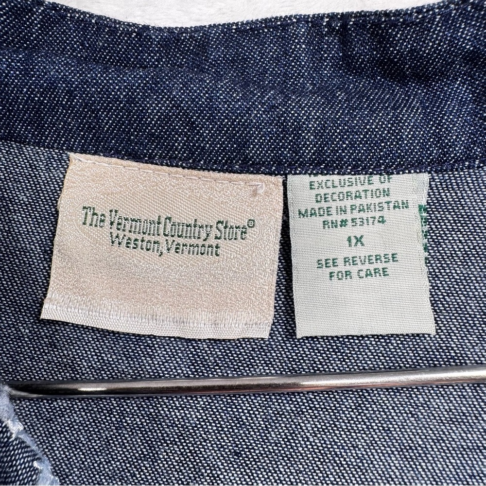 Vintage Denim Shirt The Vermont Company Embroidered Western Boho Cottagecore 1X - Picture 5 of 5